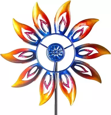 Metal Pinwheels For Yard And Garden 12  Dia*39  H Small Wind Flame-1blade • $21.36