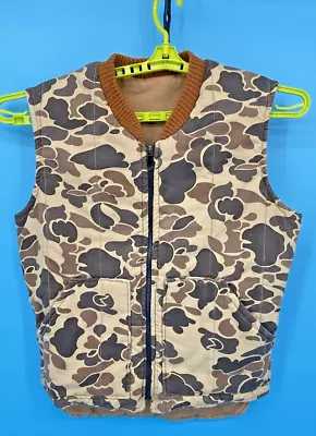 VTG Walls Blizzard Pruf Vest Mens Large Reversible Camo Duck Canvas Made In USA • $28.32