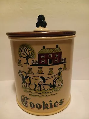  SPECIAL  Vtg. Metlox Poppytrail Cookie Jar Wooden Lid California County Scene • $54.99