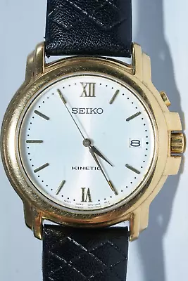 Mens SEIKO Kinetic 5M42-0J69 Wrist Watch Estate Find Works But May Need Tuneup • $59.99