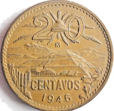 1946 MEXICO 20 CENTAVOS - Excellent Coin - FREE SHIP - Bin #7 • $9.99