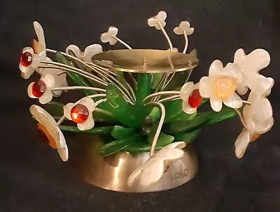 Lalo Vintage Pillar Candle Holder With Plastic Flowers • $50