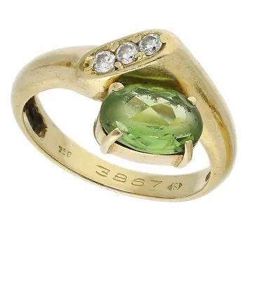 HANS H STERN Brazil - 18ct Gold Diamond And Tourmaline Cocktail Ring - 1980's  • £949.99