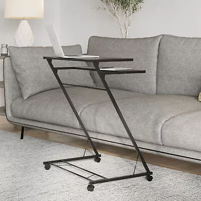 Rolling Laptop Cart W/Casters Mobile Computer Desk Home Office Table W/Shelf US • $35.20