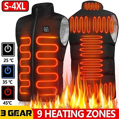 Unisex Electric Vest Heated Jacket USB Thermal Warm Heat Pad Winter Body Warmer • $40.99