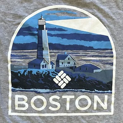 Columbia Boston Massachusetts Double Sided Men's Medium Gray Crew Neck T-Shirt • $9.99