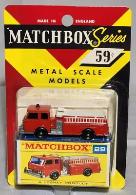 Vintage  Matchbox Lesney #29  Fire Pumper Truck Rare Blister Package Near Mint • $49