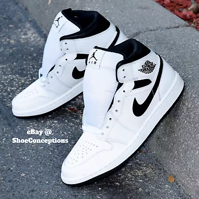 Nike Air Jordan 1 Mid Shoes White Black DQ8426-132 Men's Sizes NEW • $100