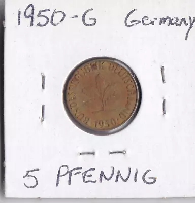 1950-G Germany 5 Pfennig • $1.99