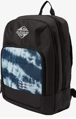 NWT Quicksilver Burst 24 L Black Blue Tie Dye Padded Backpack Recycled Materials • £7.92