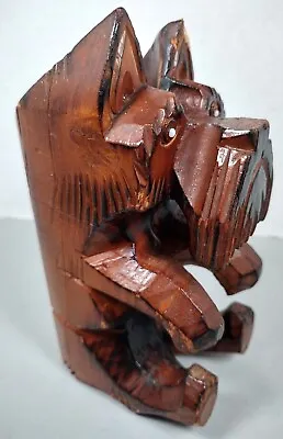 Vintage Carved Wood Scotty Dog Matchstick Holder Cup Figurine Scottish Terrier  • $27.99