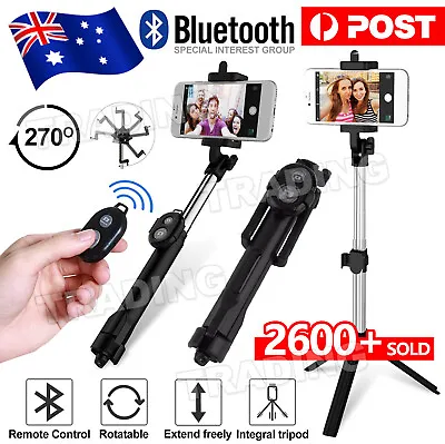 $12.95 • Buy Flexible Tripod Holder Stand Selfie Stick With Bluetooth Remote For Mobile Phone