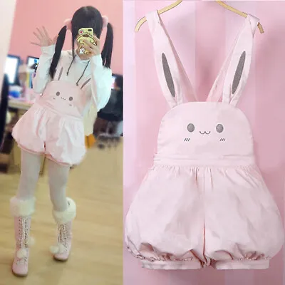 $29.99 • Buy Women Girl Japanese Sweet Lolita Kawaii Pink Rabbit Suspender Skirt Shorts Pants