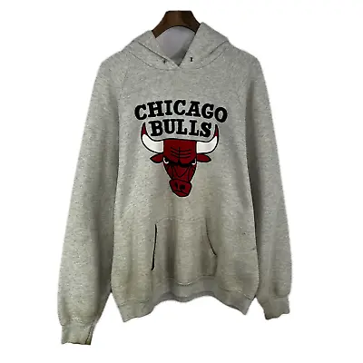 Vintage 90s Chicago Bulls NBA Basketball Hoodie Gray Size XL • $48.99