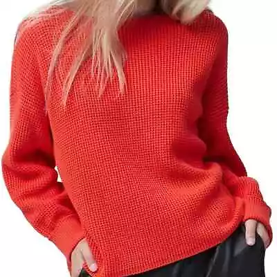 French Connection Millie Mozart Waffle Knit Sweater In Seville Sunset - Small • $78