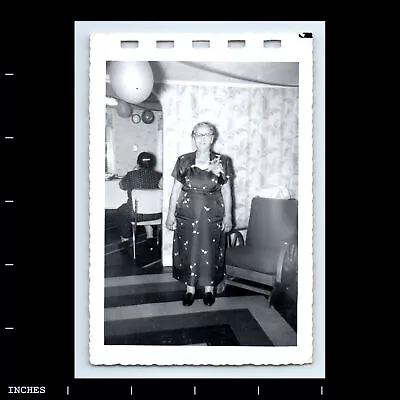 Vintage Photo WOMAN WITH GLASSES BALLOONS PARTY • $4