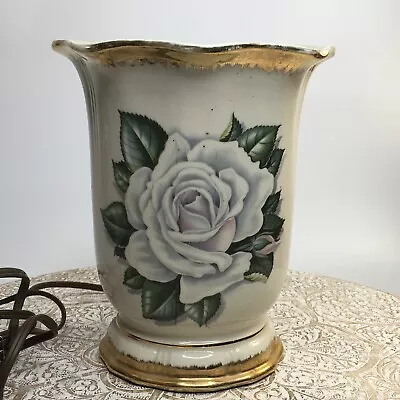 Vintage TV Lamp Planter Vase White Rose Gold Mid Century Night Light Cottagecore • $44.10