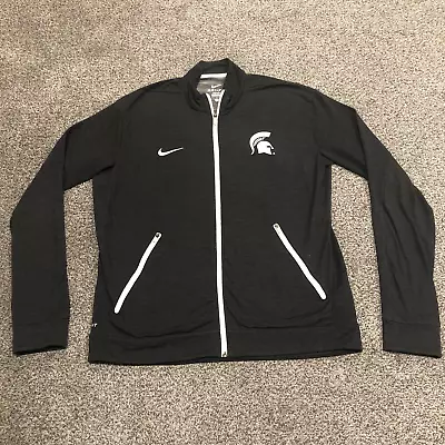 Michigan State Spartans Jacket Mens Large Gray Football Full Zip Nike Swoosh Men • $28.88