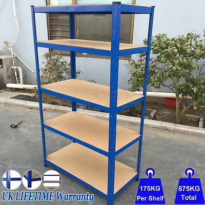 Garage Racking 5 Tier Shelving Unit Boltless Ajustable Metal Shelf Shed Storage • £22.20