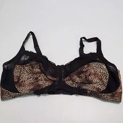 Lilyette Women Bra 40DDD Brown Leopard Minimizer Wireless Lace Adjustable Straps • $18.92