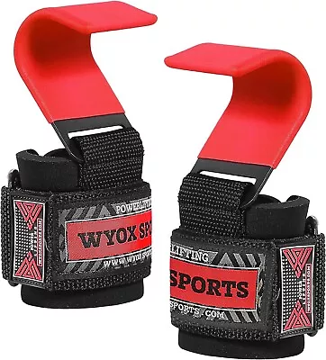 Weight Lifting Metal Hooks Gym Training Deadlift Wrist Support Grips Straps Wrap • $19.99