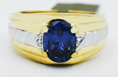 LAB AAA BLUE 2.14 Cts TANZANITE & GENUINE DIAMOND RING 10K GOLD - New With Tag • $338.31