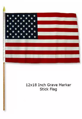 12x18 12 X18  USA American 50 Star Grave Marker Stick Flag • $13.88