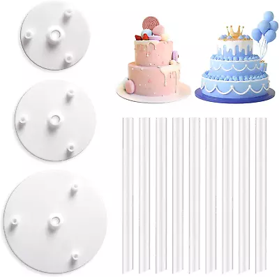 Vicloon Cake Dowel Rods Set 9 Pcs Plastic Cake Support Rods White Cake Stand  • £7.23