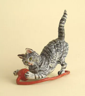 Vienna Bronze PLAYING CAT With Wool Bermann Austria Cold Painted Brass • $139.99