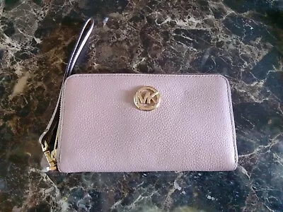 Michael Kors Fulton Large Wallet Wristlet Leather Pink Blossom • $29