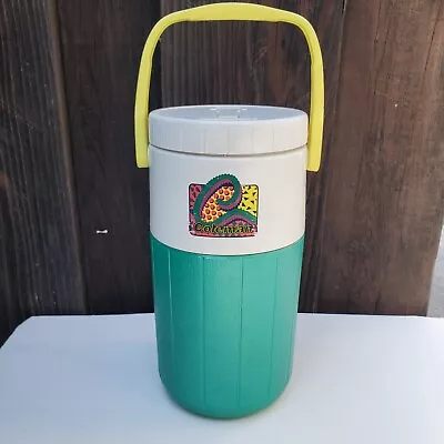 Vintage Coleman Water Drink Cooler Jug Neon Teal Yellow Green 5590 90s Retro • $9.65