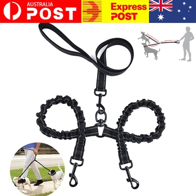 $14.79 • Buy Double-Dog Coupler Twin Dual Lead 2 Way Two Pet Dogs Walking Safety Nylon Leash