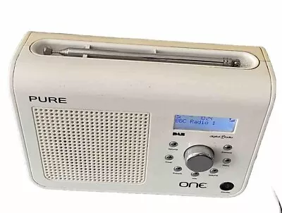 PURE ONE DIGITAL RADIO White DAB Portable With Power Lead • £9.88