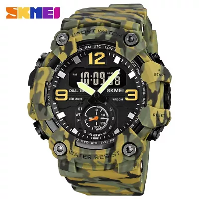 SKMEI Men Military Watch Camouflage Wristwatch LED Digital Quartz Sport Watches • $31.49