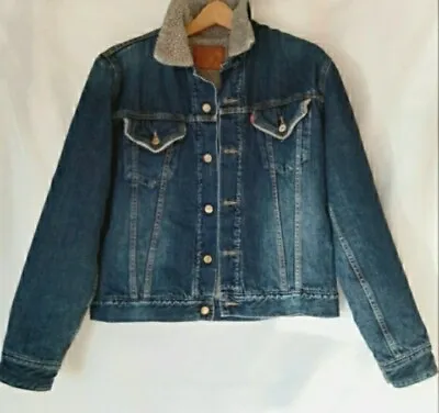 Vintage Levi’s Sherpa Lined Trucker Denim Jean  Men's Jacket Made In USA Size M  • $50
