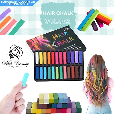 24pcs Hair Chalk For Girls Temporary Colours Kids Washable UK • £4.58