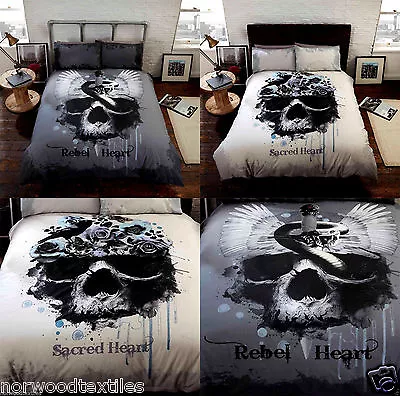 £16.99 • Buy Rebel Heart Snake Skull Sacred Heart Gothic Vintage Duvet Cover Set Bedding