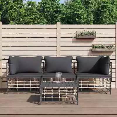 VidaXL 4 Piece Garden Lounge Set With Cushions Anthracite Poly Rattan • $769.99