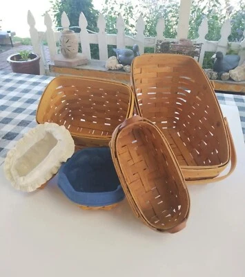 $28 • Buy Longaberger Basket Lot Of 5 Collectable Made In USA Signed Kitchen Easter Plants