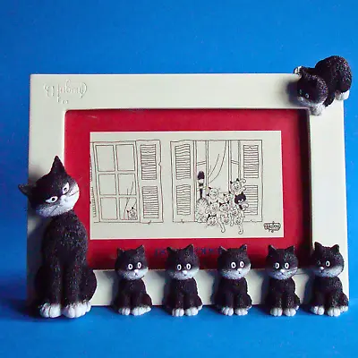 Dubout Cats In A Row Photo Picture Frame Glass Hand Painted White Frame • £35.90