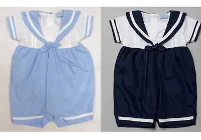 £9.99 • Buy Baby Boys Clothes Spanish Style Sailor Romper Cotton  0-3 3-6 6-9 Months