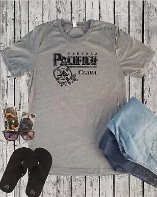 Distressed Pacifico Beer Shirt Drinking Party Beach Mexican T-shirt Top XS-4XL • $16.99