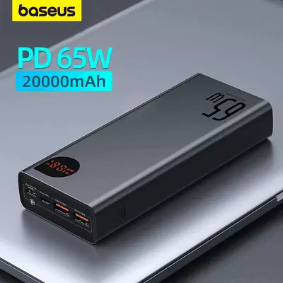 Baseus Power Bank PD 65W 20000mAh Portable Charger Fast Charging Battery • £52.99