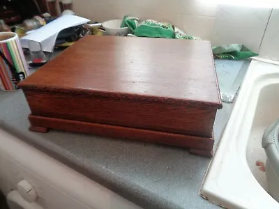 30/40s Oak Box Converted To Sewing Box 13  X 11  X 4  Bit Of Damage • £18