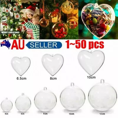 1~50x Clear Plastic Balls Christmas Baubles Fillable DIY For Party Tree OrnameVN • $12.96