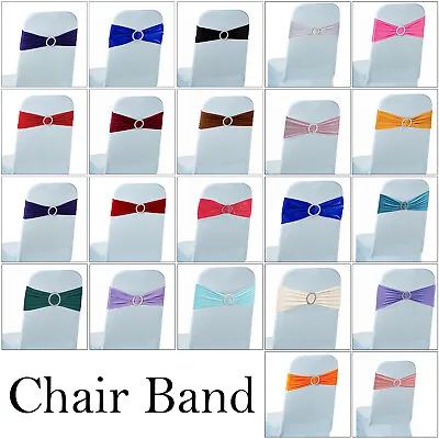 £2.49 • Buy 1-100 Spandex Stretch Chair Band With Buckle For Chair Cover Wedding Decor Party