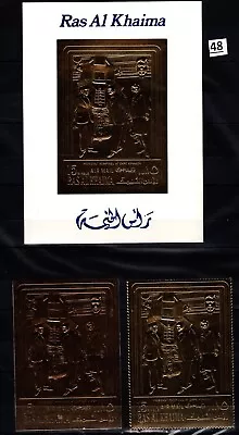 Gf Ras Al Khaima - Mnh - Gold Stamps - Perf + Imperf - Space - Kennedy  • $3.07
