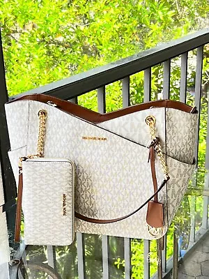 Michael Kors Women Large Shoulder Tote Handbag Purse Shoulder + WRISTLET WALLET • $197