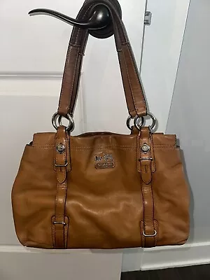 Coach Mia Soft Leather Carryall 15409 Camel Handbag Purse Shoulder Bag Tote • $135.99
