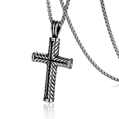 Stylish Hip Hop Vintage Cross Necklace With Titanium Steel Pendant #55-4 • $0.74